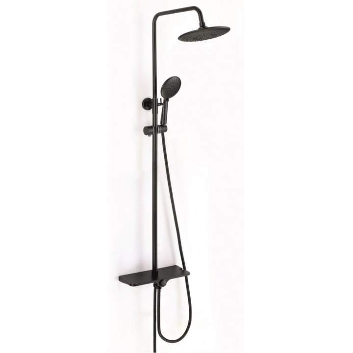 Sistem de dus, Inter Ceramic, ICT 6106B KRISTI BLACK, cu cap de dus, piesa de mana si furtun