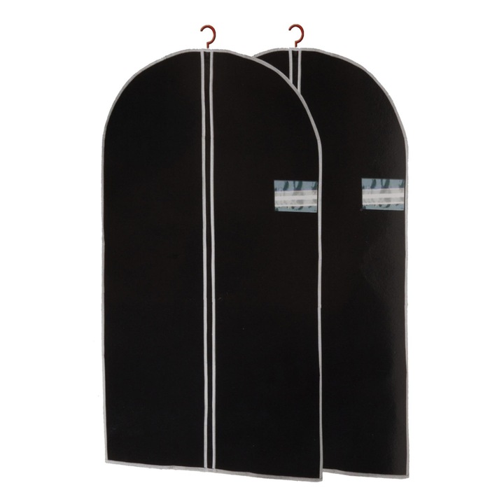 Set 2 bucati husa de protectie pentru costum, Openhome, Rezistent la umiditate, 60x150 cm, Negru