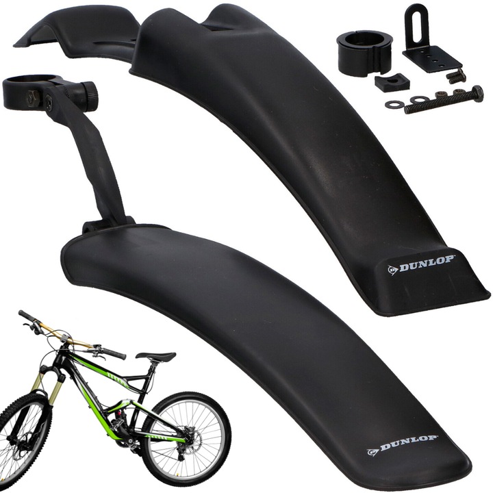 Set aparatori de noroi pentru bicicleta, Dunlop, Plastic, 24-26", Negru