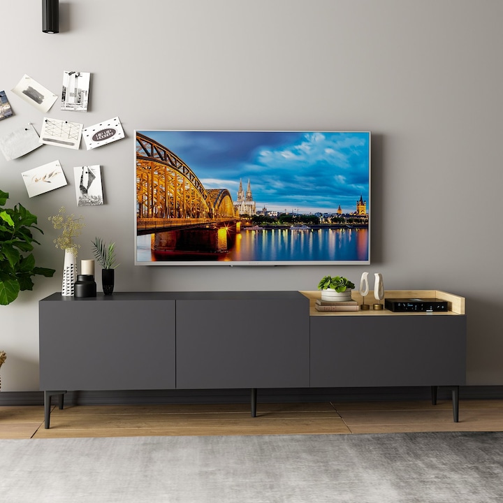 ТВ шкаф, Mia, сив, 160 x 48 x 37 см