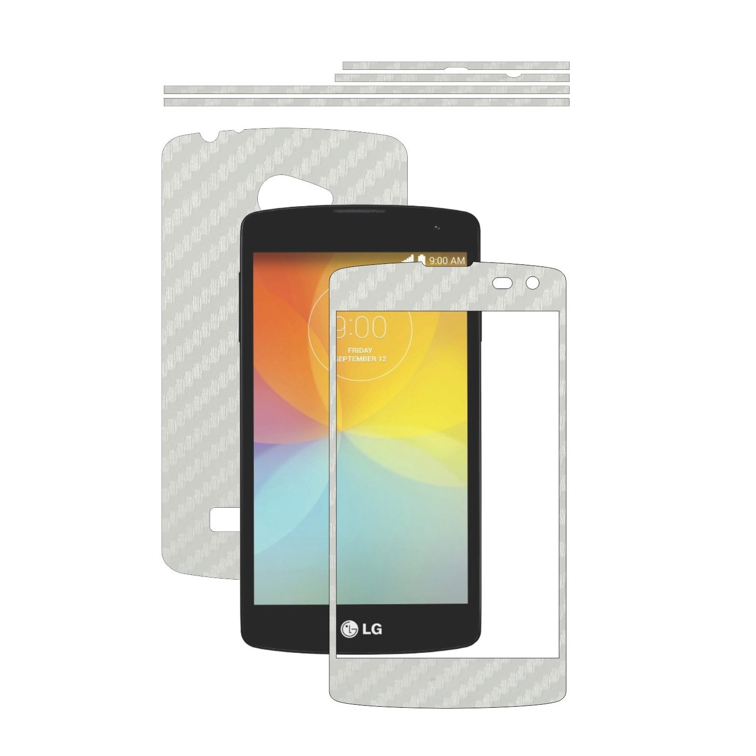 Folie de protectie Carbon Skinz, Husa de tip Skin Adeziv pentru Carcasa, Carbon Alb dedicata LG F60
