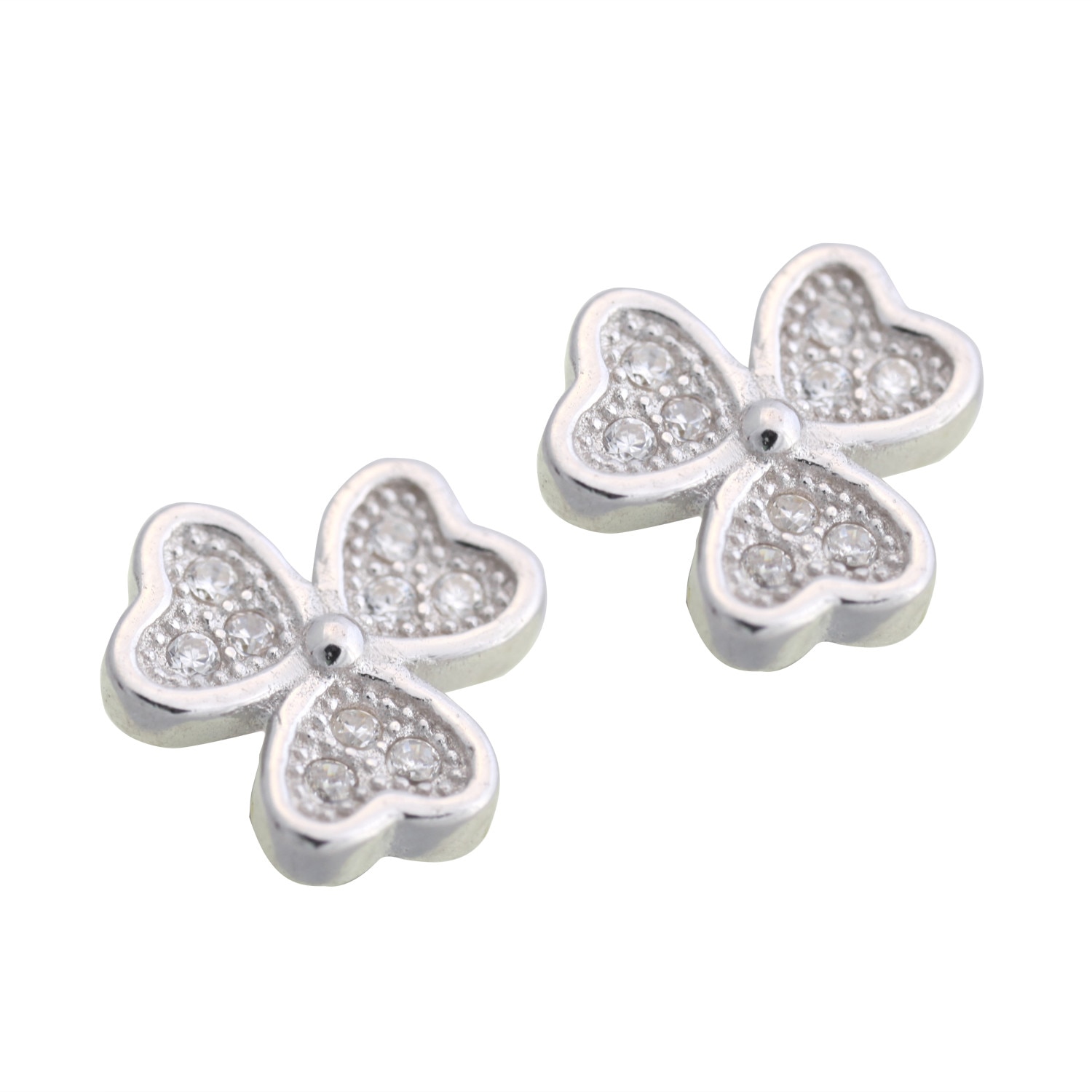 Cercei cu zirconiu (Trifoi), Argint 925