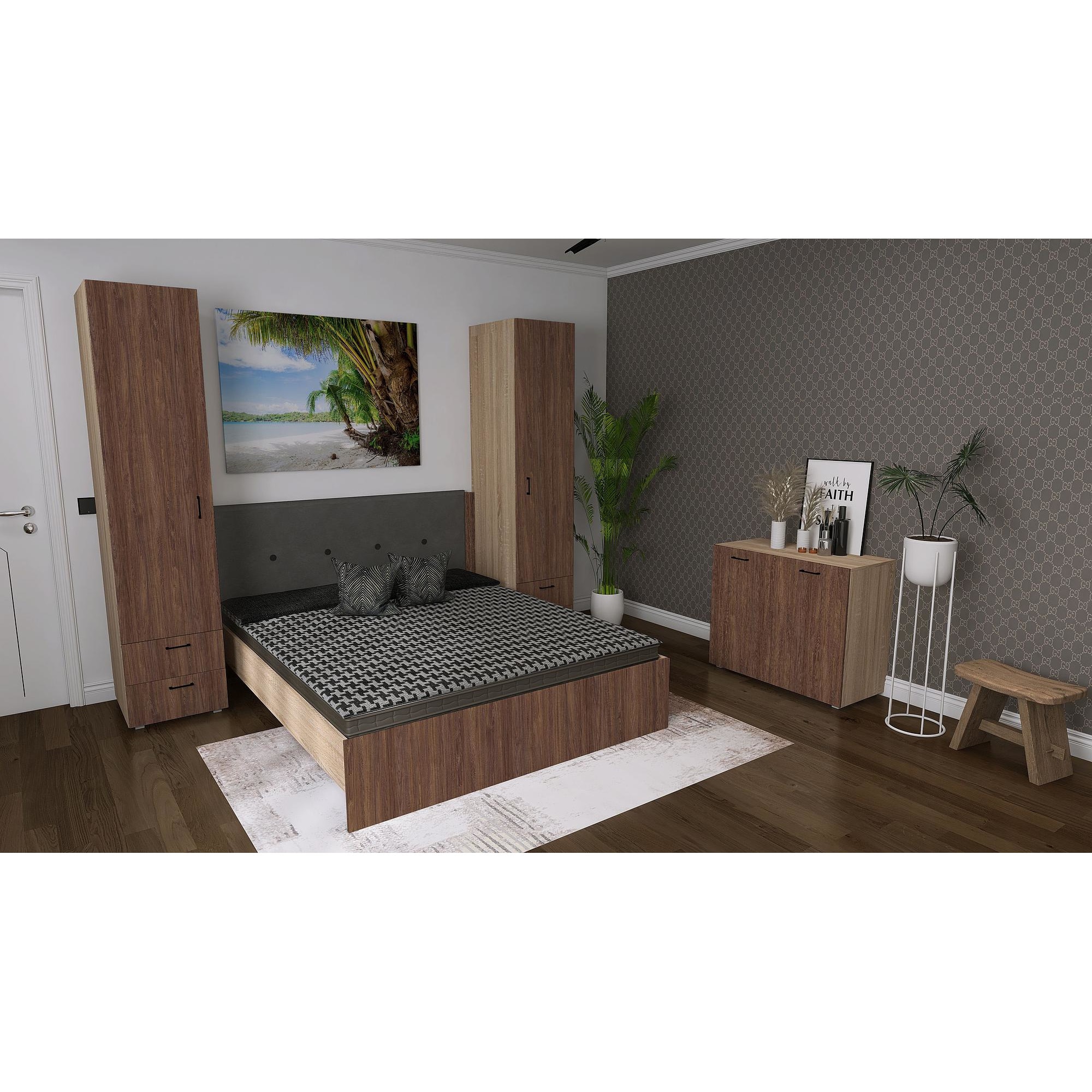 Set Dormitor JUMBO 16 Pat 160x200 2 Dulapuri Cu Sertare Comoda set-dormitor-jumbo-16-pat-160x200-2-dulapuri-cu-sertare-comoda