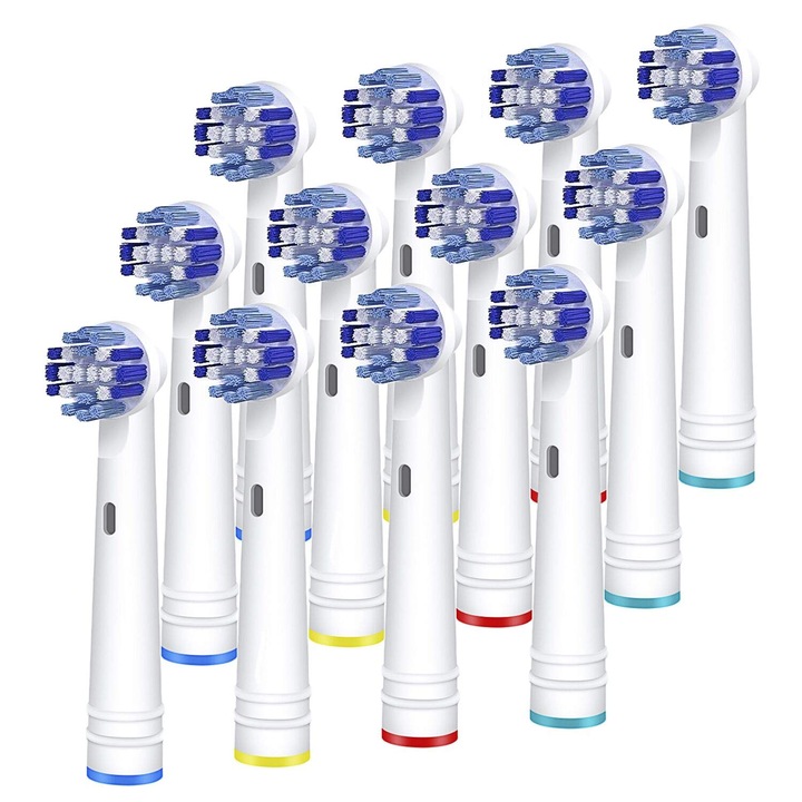Set 12 Capete de inlocuire pentru periute de dinti electrice, compatibile cu Oral B, design conturat