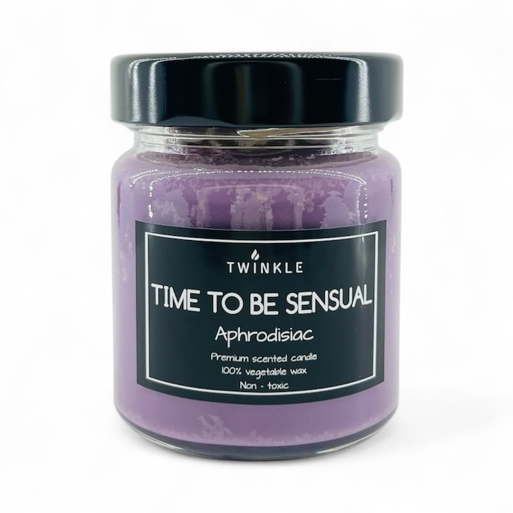 Lumanare parfumata TWINKLE afrodisiac cu aroma de Orhidee si Ylang Ylang, ceara soia non-toxica, fitil bumbac, 150 g net