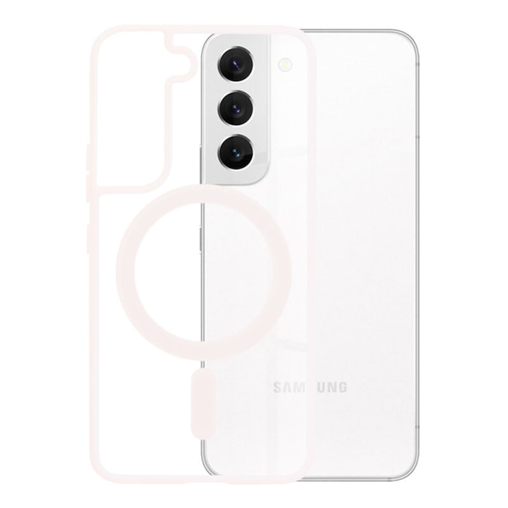 Цветен защитен калъф MagSafe за Samsung Galaxy S22 5G, силикон TPU, ултра безопасна камера, оптимално решение, светло розов