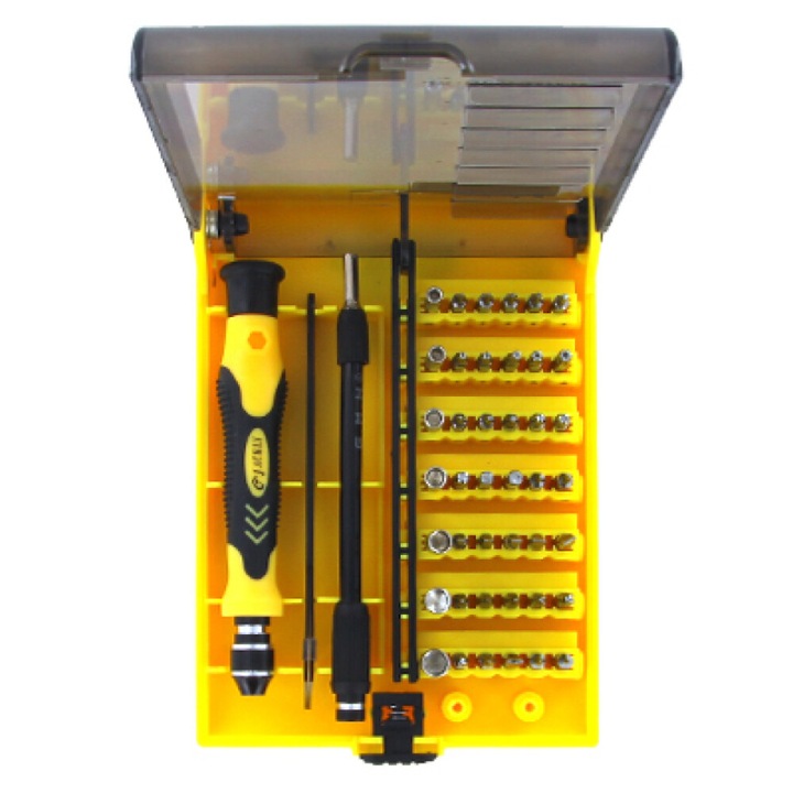 Kit profesional multifunctional - 45 de unelte intr-o trusa, ideal pentru lucrari de precizie