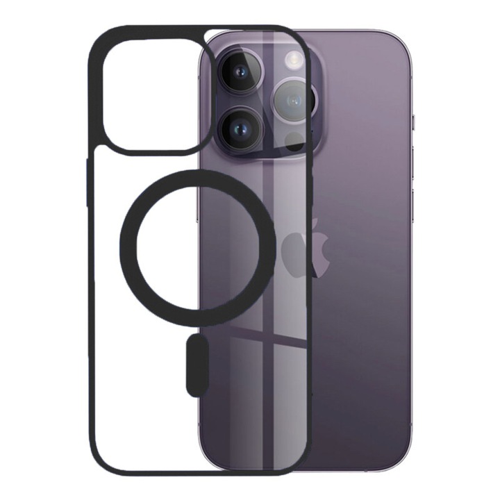 Защитен калъф MagSafe Pro Colored за Apple iPhone 13 Pro, Silicon TPU, Ultra Safe Camera, Optim Solution, Черен