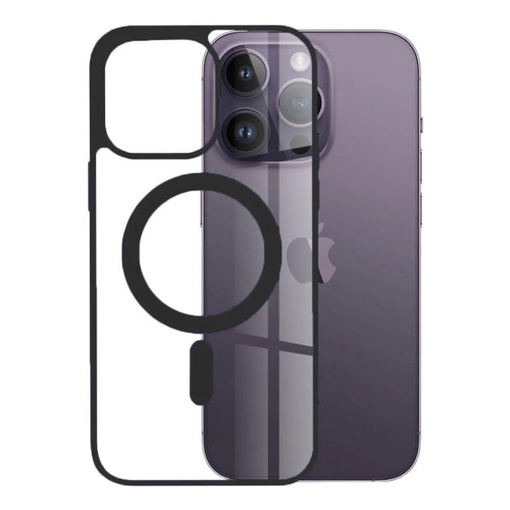 MagSafe Pro védőtok színes Apple iPhone 13 Pro, szilikon TPU, Ultra Safe kamera, Optim Solution, fekete