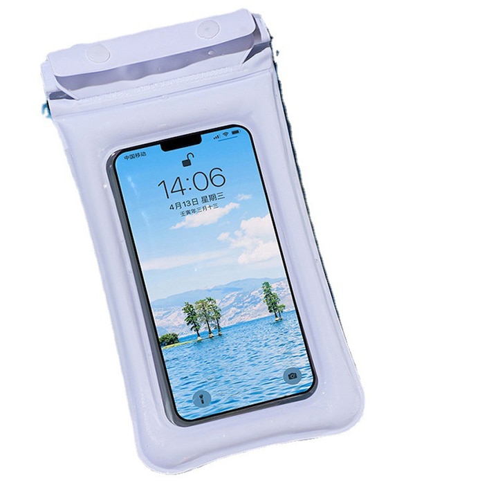 Водоустойчив и снегоустойчив подводен калъф за телефон Clear, oein®, Universal, бял