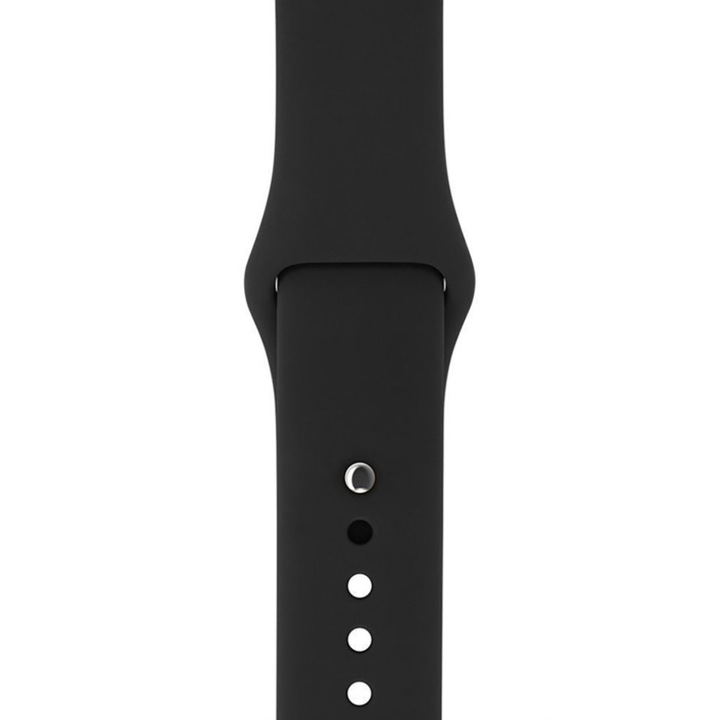 Автентична силиконова каишка за Apple Watch, подходяща за размер 42/44 мм, в черен цвят