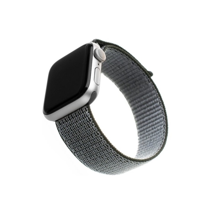 Каишка за Apple Watch, текстил, размер 42-44 мм, черен дизайн с розови акценти