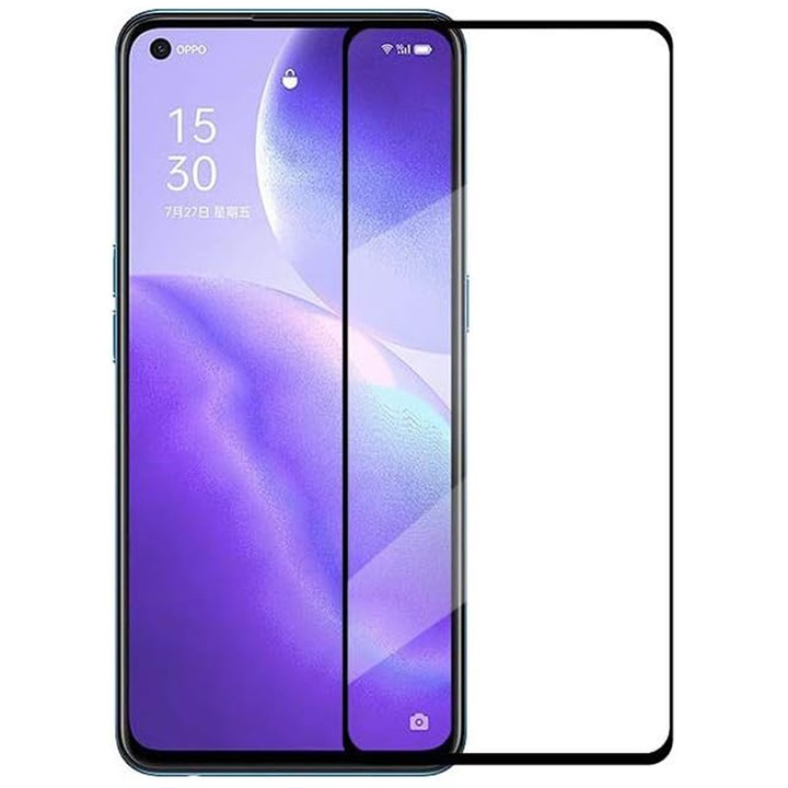 Стъклен филм ProElite Protection, съвместим с Oppo Find X3 Lite, ултра устойчив, пълно покритие, пълно лепило, първокласно качество, черни ръбове