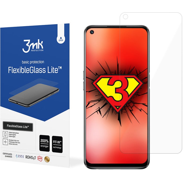 Folie de protectie Ecran 3MK pentru Oppo A74 5G, Sticla Flexibila, Full Glue