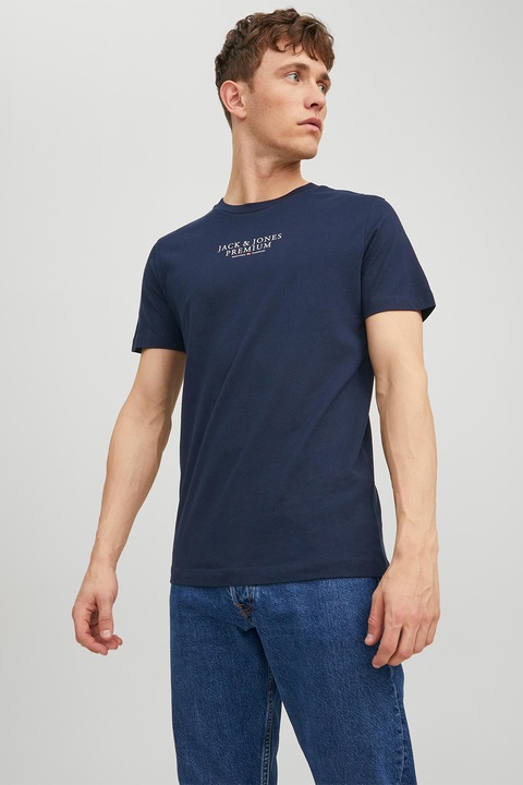 Jack & Jones, Tricou cu decolteu la baza gatului, Bleumarin