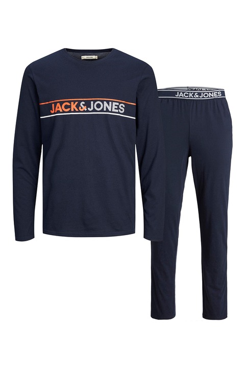 Jack & Jones, Домашна блуза и панталон с лого - 2 части, Ултрамарин синьо