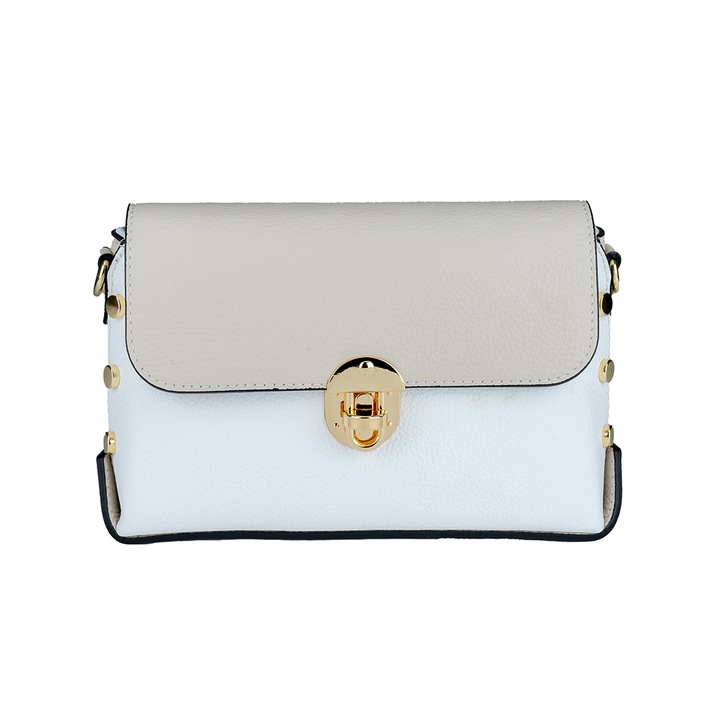 Дамско портмоне, кожа, Торо Неро, Роза, бяло-бежово