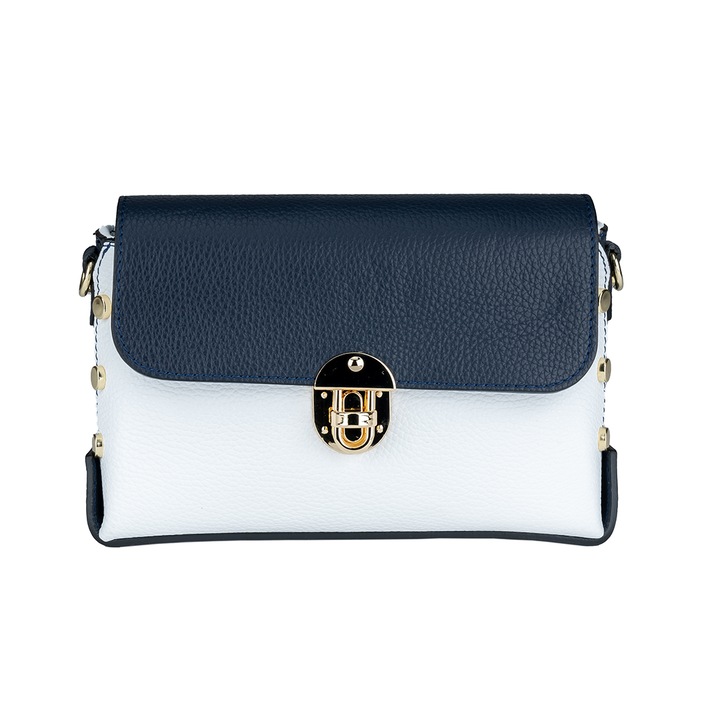 Дамска чанта Toro Nero Rosa, Кожа, Син / Бял