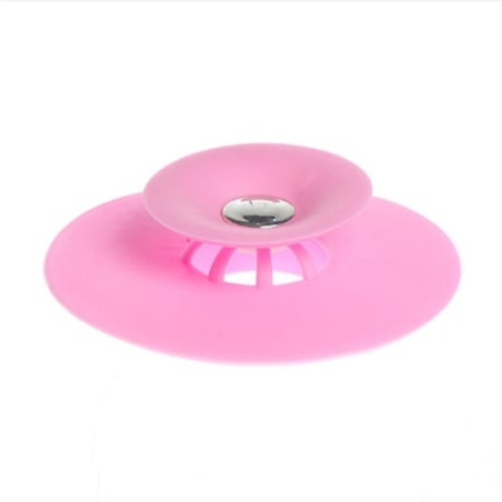 OEM Szilikon mosogató/kád dugó, univerzális, ellenáll a magas/alacsony hőmérsékletnek, Pink színű