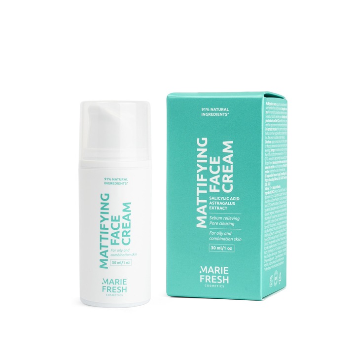 Crema matifianta cu acid salicilic pentru ten gras si mixt Marie Fresh Cosmetics, femei, 30ml