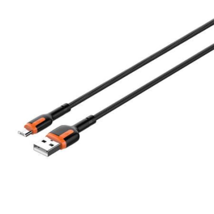LDNIO LS531 USB-A - MicroUSB kábel 1m fekete-narancssárga (5905316143647) (LS531 micro)