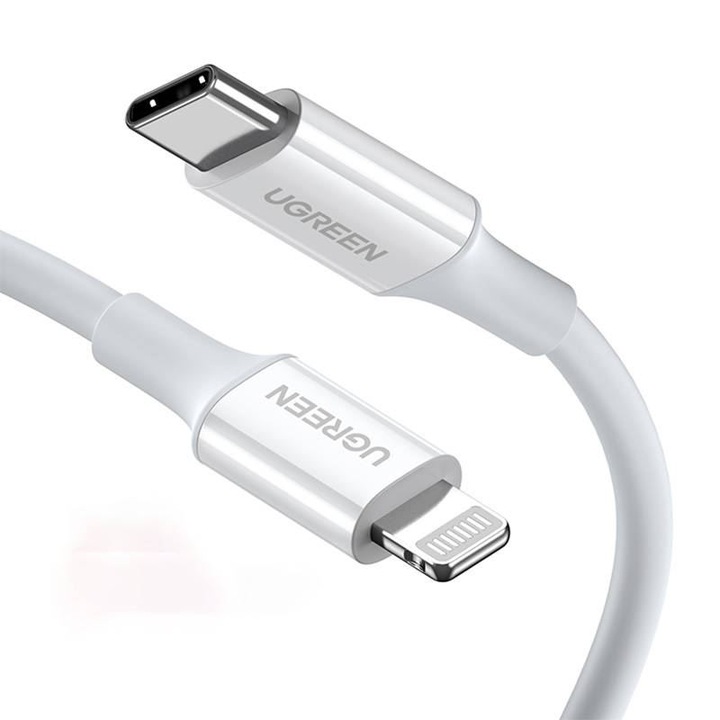 Cablu Ugreen MFi USB Type C - Lightning 3A 0.25m fehér (US171)