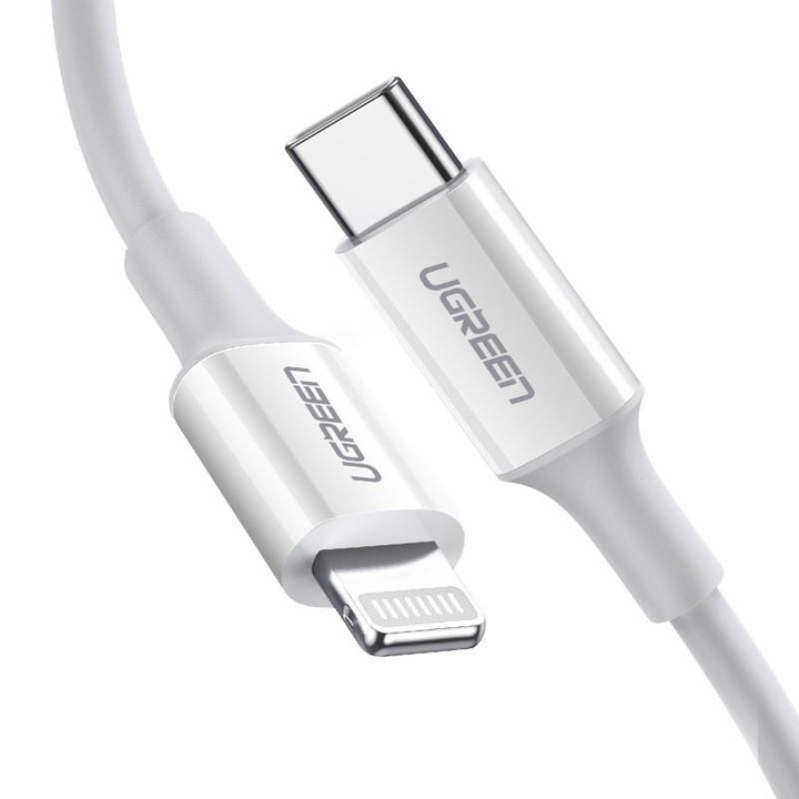 Cablu Ugreen MFi USB Type C - Lightning 3A 0.25m fehér (US171)