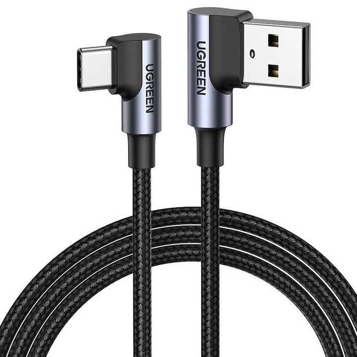 UGREEN USB-C to USB-A 2.0 Angled Kábel US176, 3A, 3m , fekete
