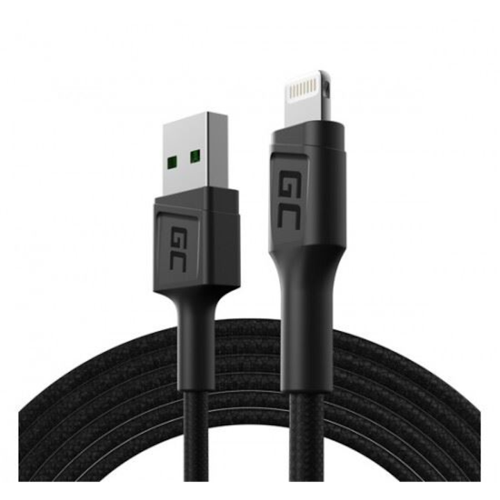 Green Cell PowerStream Apple iPhone lightning kábel QC 2m fekete (KABGC18) (KABGC18)