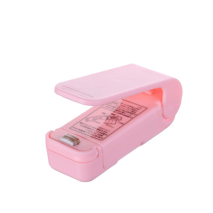 Мини торбички за запечатване, oein®, преносими, интегриран нож, работещи с батерии, розови
