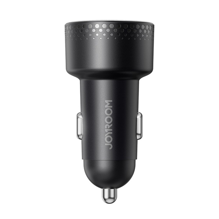Joyroom autós töltő 2x USB C 70W LED kijelzővel, fekete, HRT-147429