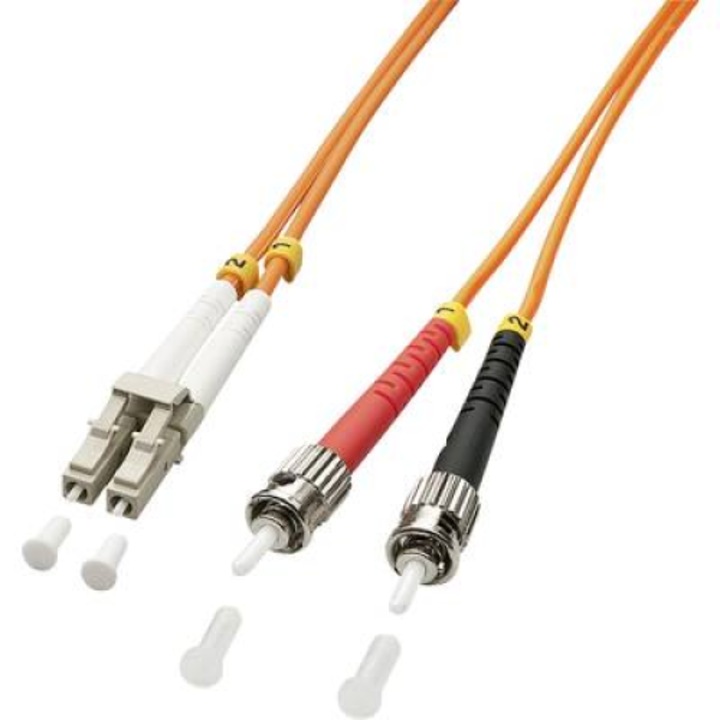 Cablu de conectare, LINDY, Fibra optica, 1x mufa LC,1x mufa ST, 50/125 µ, Multimod OM2, 3 m, Portocaliu