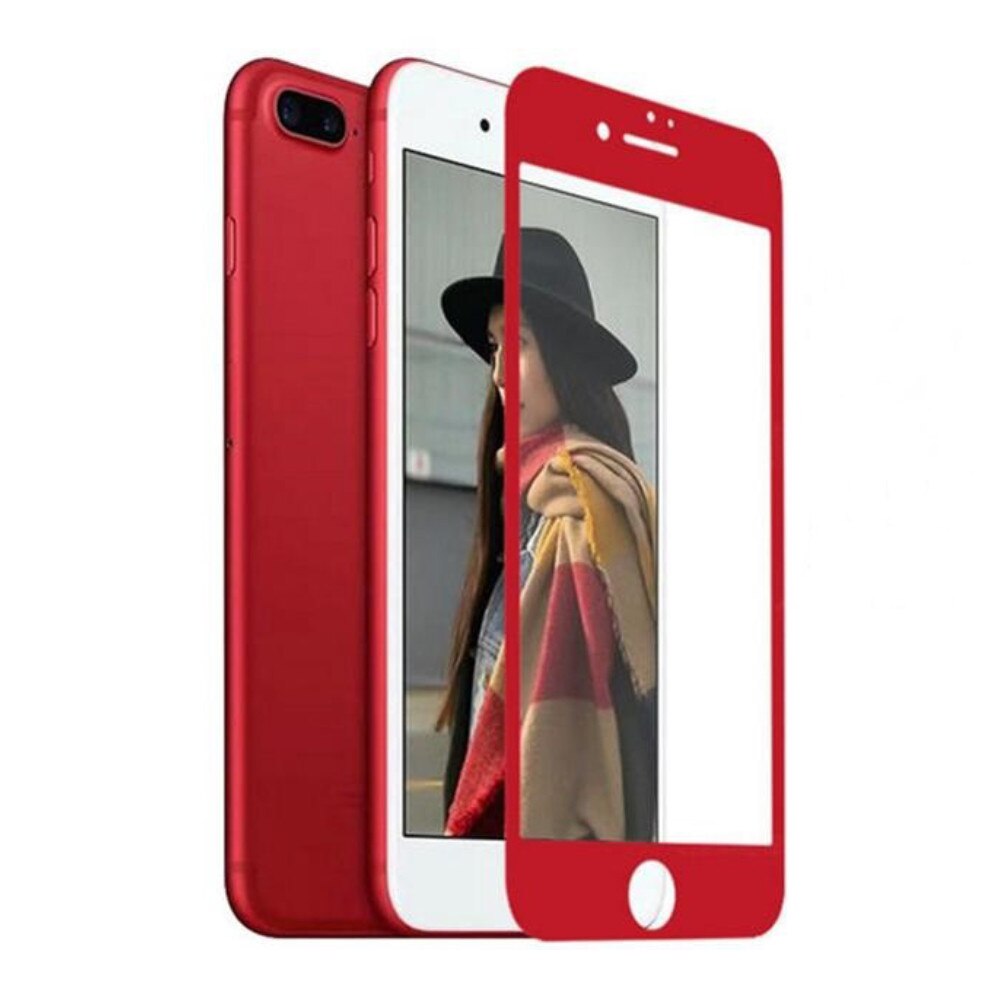 Folie din sticla contur fibra OkMore pentru iPhone 7, rosu