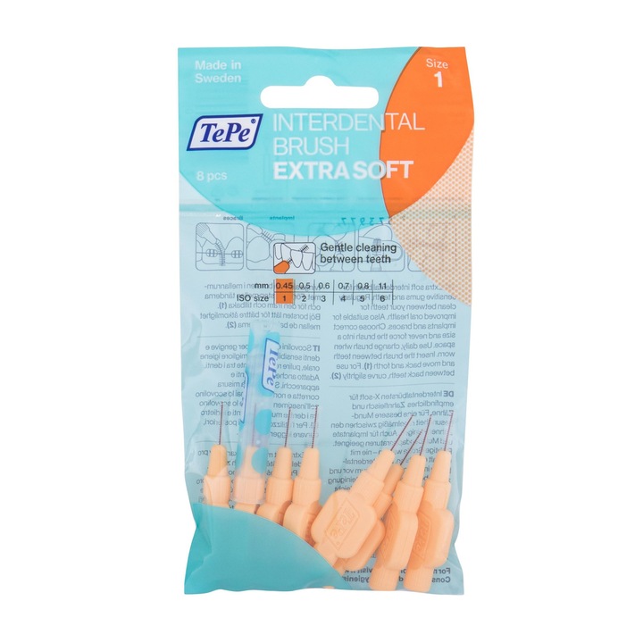 8 db-os interdentális kefe készlet, TePe, Extra Soft, 0,45 mm, krém