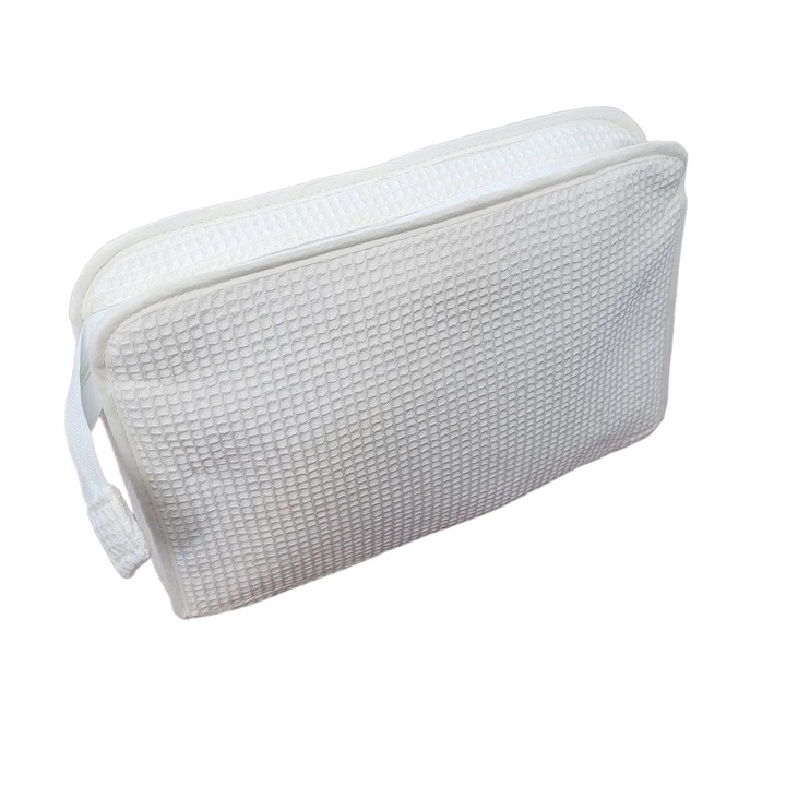 Geanta cosmetice, din bumbac, 27x5x19 cm, alb