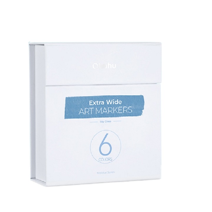 Set 6 Markere Ohuhu Molokai, Varf Extra Lat, Baza Alcool, Tonuri Sky