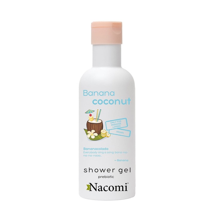 Gel dus, Nacomi, Banane \ Nuca de cocos, 300 ml