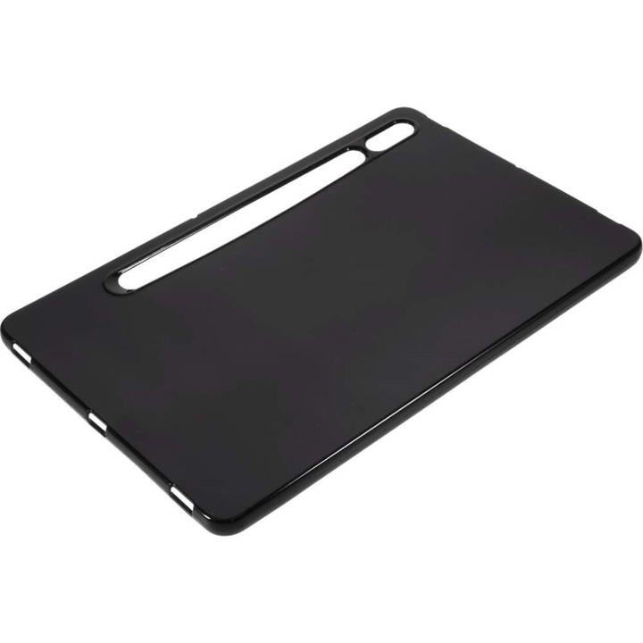 Husa de protectie pentru tableta, compatibila cu Samsung Galaxy Tab S7 (T870) de 11", realizata din TPU rezistent la socuri, cu suport special pentru pen, Negru
