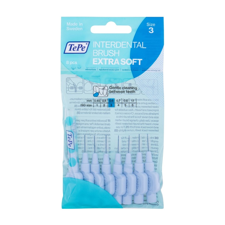 8 db-os interdentális kefe készlet, TePe, Nagyon puha, Kék
