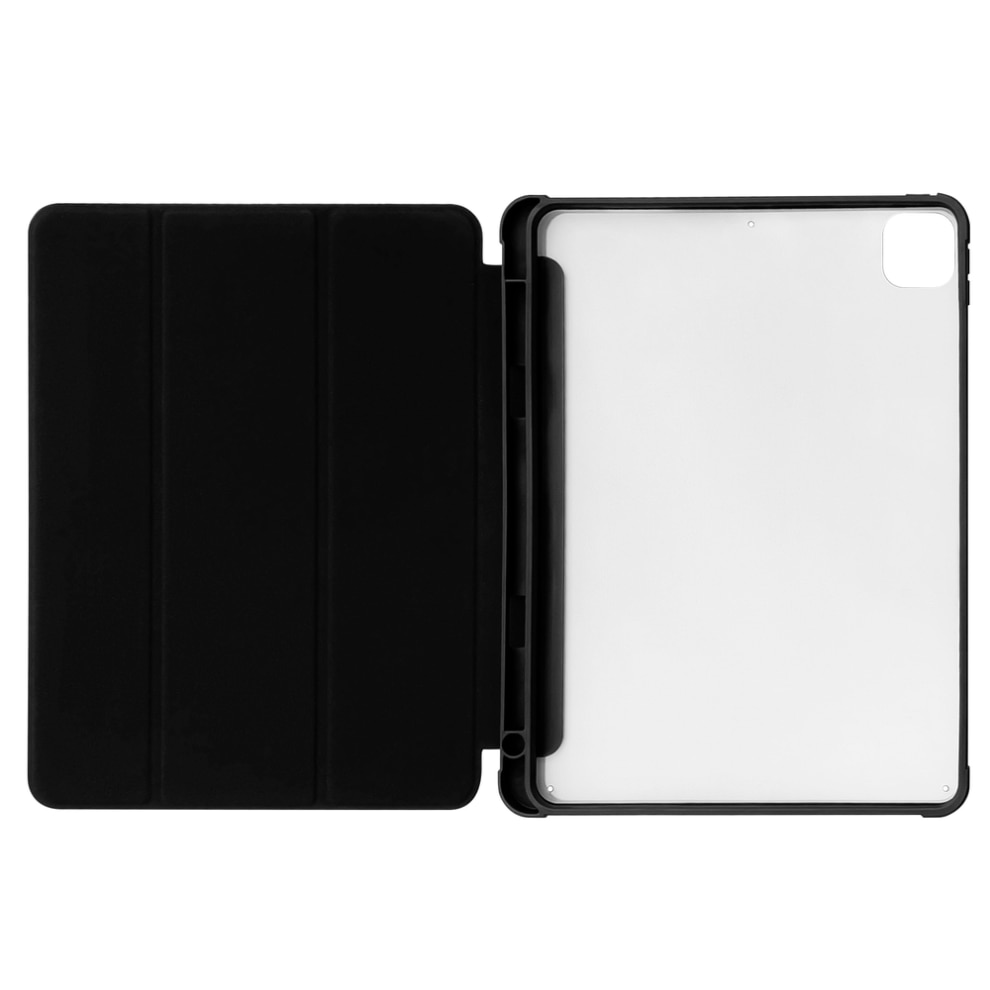 Husa de protectie cu suport pentru Pen, compatibila cu Apple iPad Pro 12.9 2018/2020/2021, in culoarea neagra, cu capac rabatabil