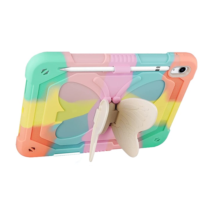 Защитен калъф, Със стойка тип пеперуда, Държач за стилус, Удароустойчив, Многоцветен, За Apple iPad 10, 10.9 инча 2022