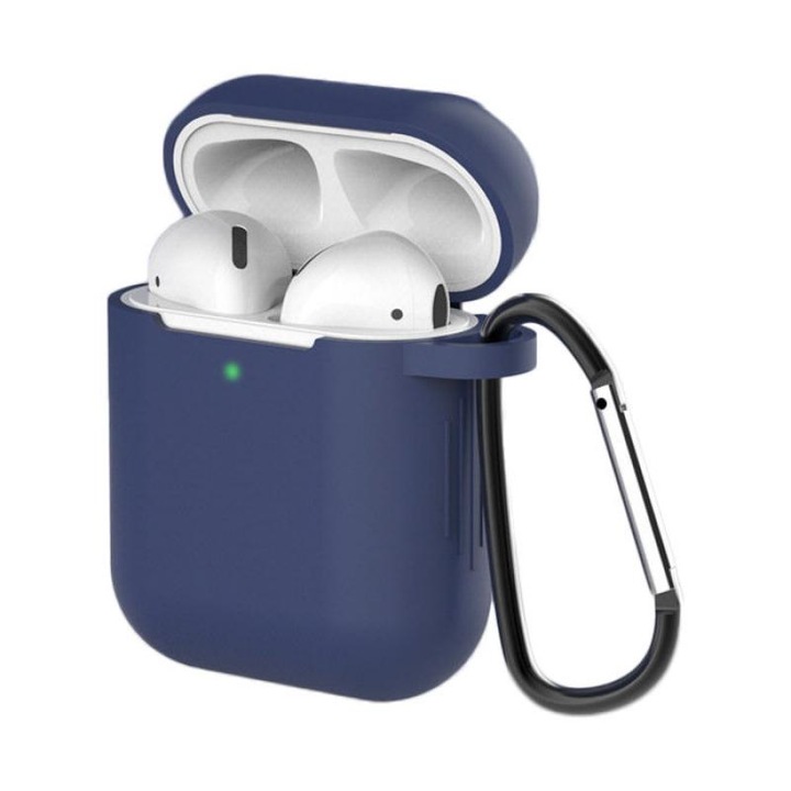 Tok karabinerrel Szilikon Soft Case D, amely kompatibilis az Apple AirPods 1/2 Blue készülékkel