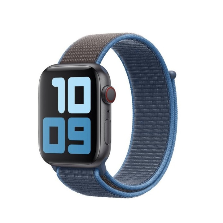 Автентична текстилна каишка с дизайн в сиви и сини тонове за Apple Watch, съвместима с размери 42-44-45мм