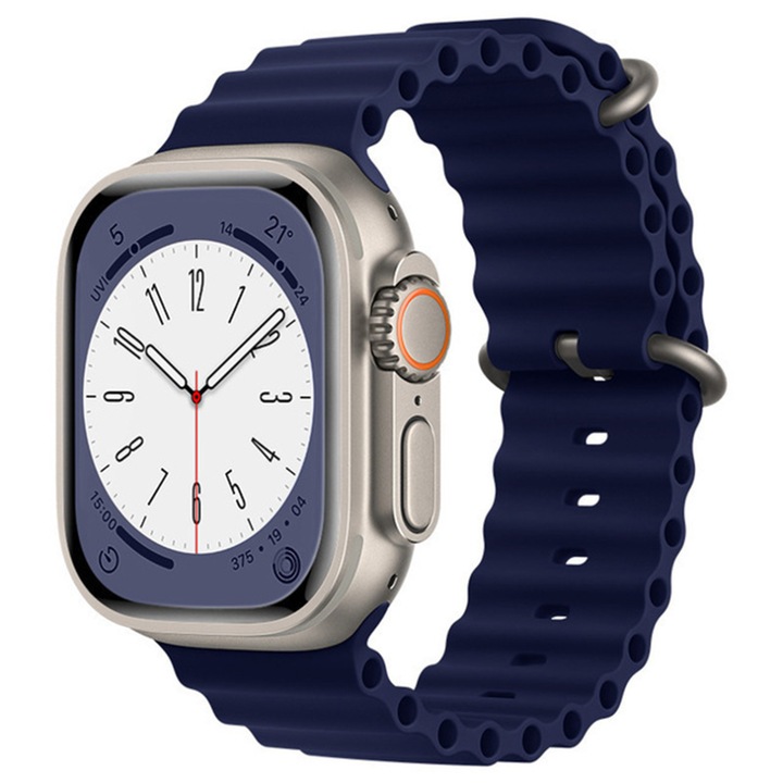 Curea din silicon verde pentru Apple Watch 1 - 8 - SE, 42 - 49 mm, Breathe In - Adauga un strop de prospetime in viata ta