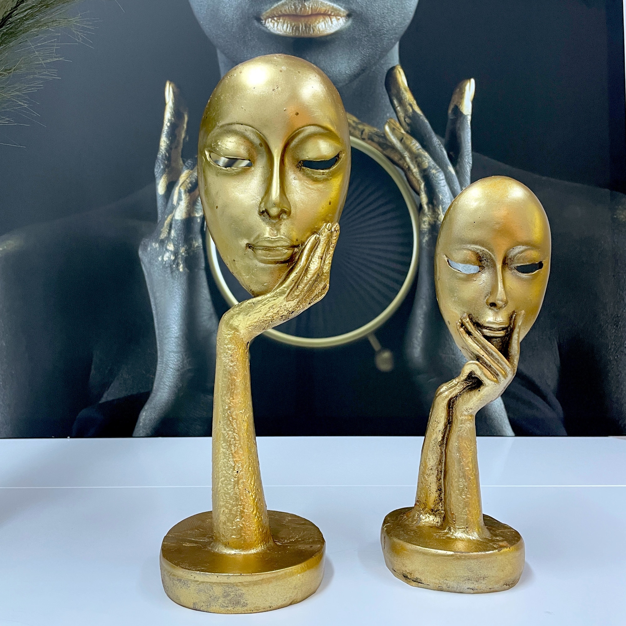 Decoratiune home Thinker, set din 2 piese, gold - eMAG.ro