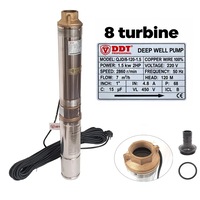 Pompa submersibila apa de mare adancime, DDT PROFESIONAL, 25M CABLU, 4QJD120-1.5, 1500 W, 8 turbine, Inox
