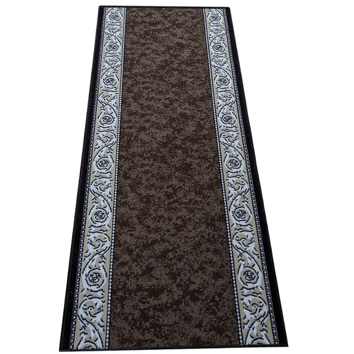 Traversa Antiderapanta Rubby, Maro cu Bej, Suport Cauciuc, 100 x 200 cm