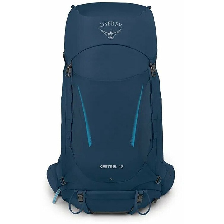 Rucsac Osprey Kestrel 48, albastru, husa de ploaie inclusa, dimensiuni 48L, S/M