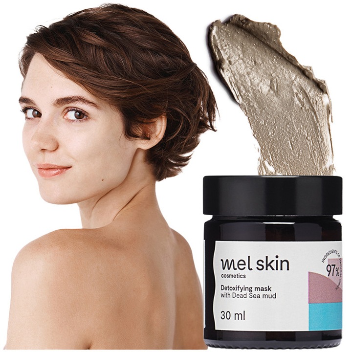 Masca Detoxifianta, Mel Skin, Cu Namol Din Marea Moarta, Acid Hialuronic, Ulei De Opuntie si Spirulina, Pentru Piele Problematica, 30 ml