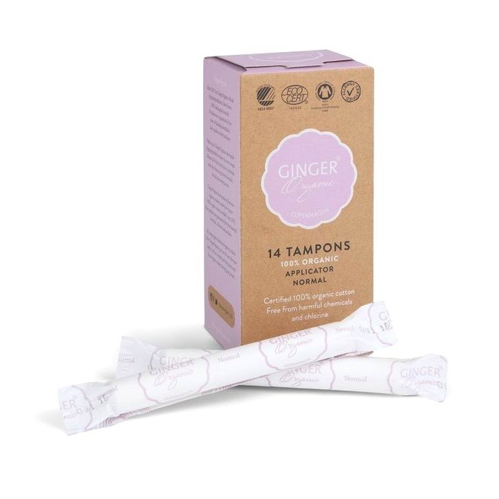 Дамски превръзки с апликатор, Ginger Organic, Cotton, 14 бр